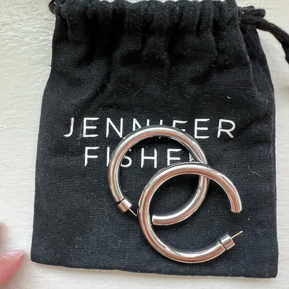 Jennifer Fisher Shiny Silver Hoop Earrings